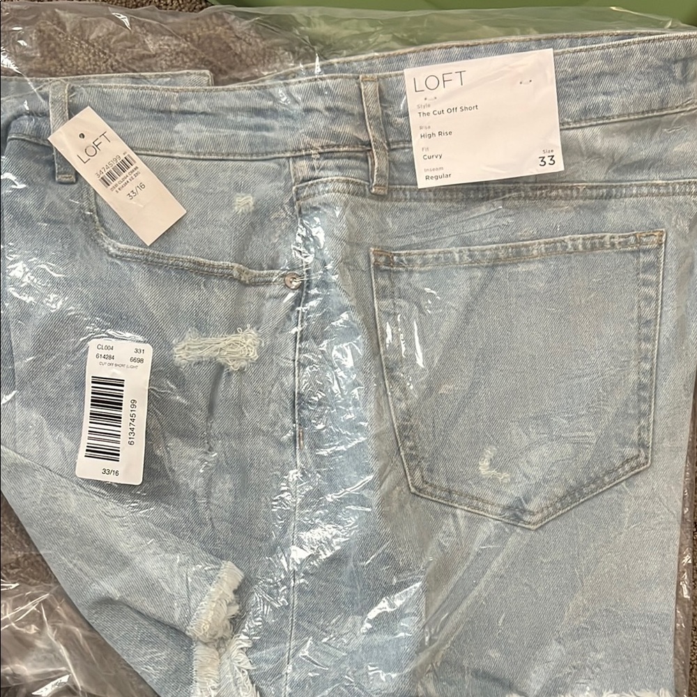 LOFT Light Blue Denim Cut Off Shorts - Curvy Fit